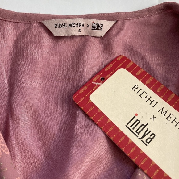 Ridhi Mehra Indya Dress Women's Small Rose Pink Patterned Short Sleeve - Picture 4 of 16